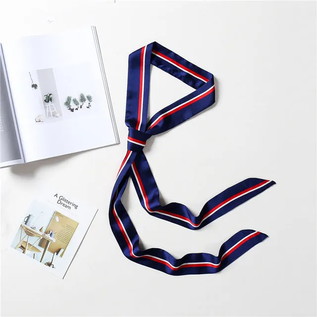 2020 Long Silk Skinny Neck Scarf Print Foulard Hair Scarves Head Band 190*5cm Bag Handle Ribbon Cap Tie Lady Belt