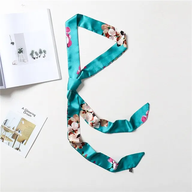 2020 Long Silk Skinny Neck Scarf Print Foulard Hair Scarves Head Band 190*5cm Bag Handle Ribbon Cap Tie Lady Belt