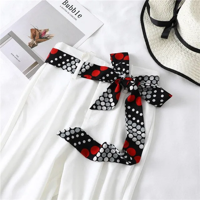 2020 Long Silk Skinny Neck Scarf Print Foulard Hair Scarves Head Band 190*5cm Bag Handle Ribbon Cap Tie Lady Belt