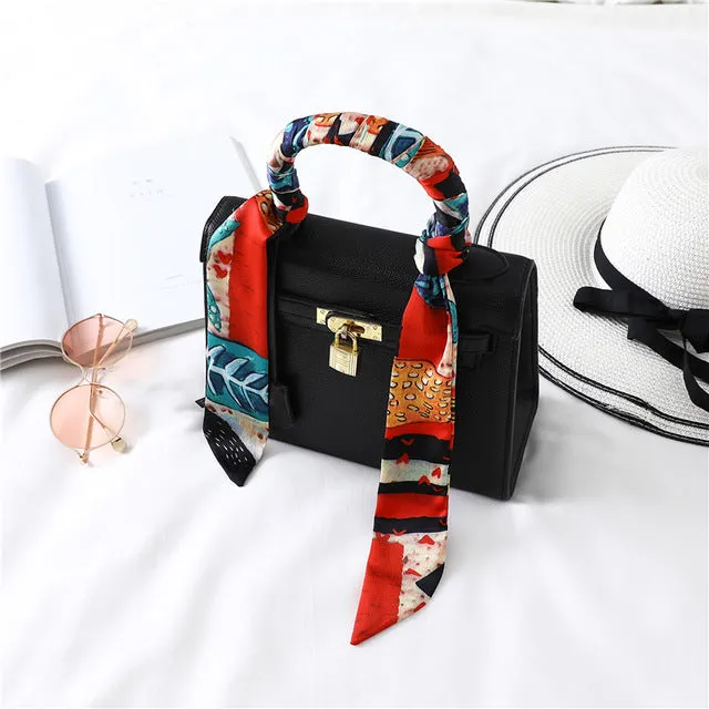 2020 Long Silk Skinny Neck Scarf Print Foulard Hair Scarves Head Band 190*5cm Bag Handle Ribbon Cap Tie Lady Belt