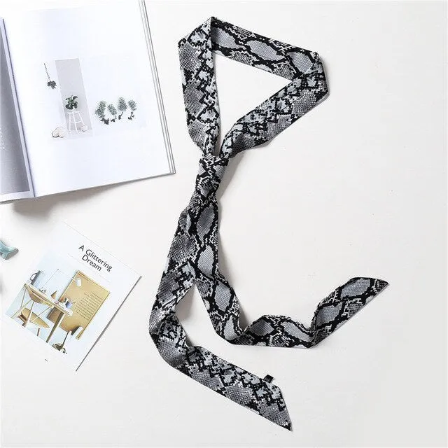2020 Long Silk Skinny Neck Scarf Print Foulard Hair Scarves Head Band 190*5cm Bag Handle Ribbon Cap Tie Lady Belt