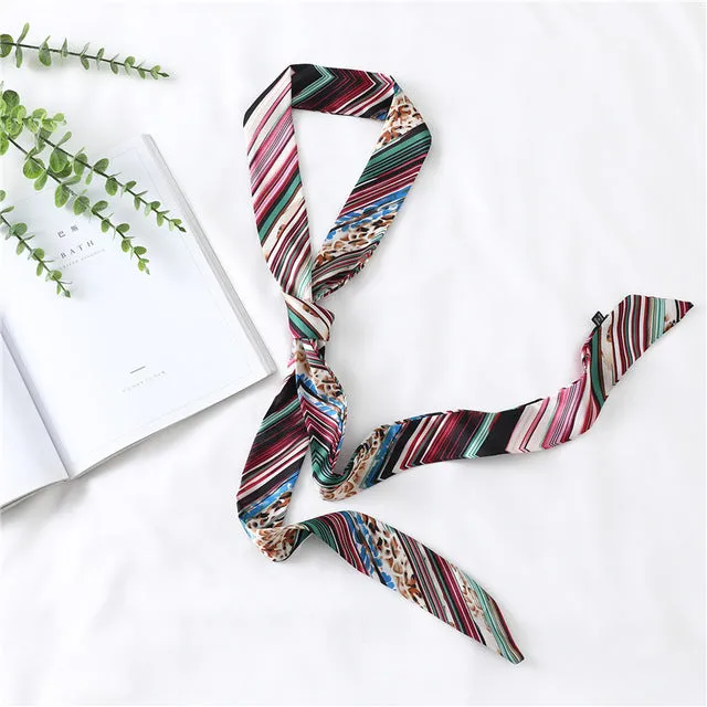 2020 Long Silk Skinny Neck Scarf Print Foulard Hair Scarves Head Band 190*5cm Bag Handle Ribbon Cap Tie Lady Belt