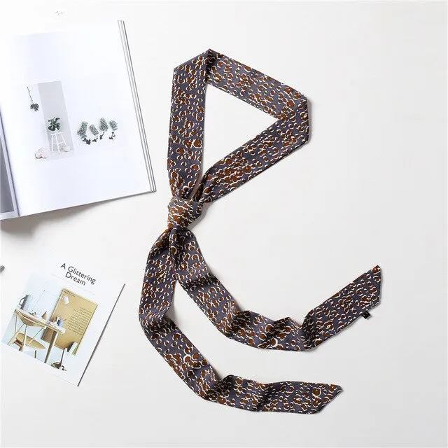 2020 Long Silk Skinny Neck Scarf Print Foulard Hair Scarves Head Band 190*5cm Bag Handle Ribbon Cap Tie Lady Belt