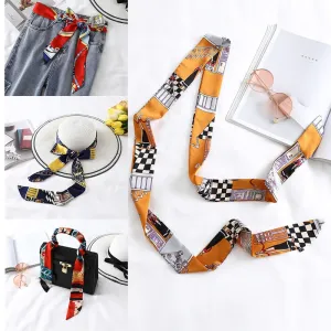 2020 Long Silk Skinny Neck Scarf Print Foulard Hair Scarves Head Band 190*5cm Bag Handle Ribbon Cap Tie Lady Belt