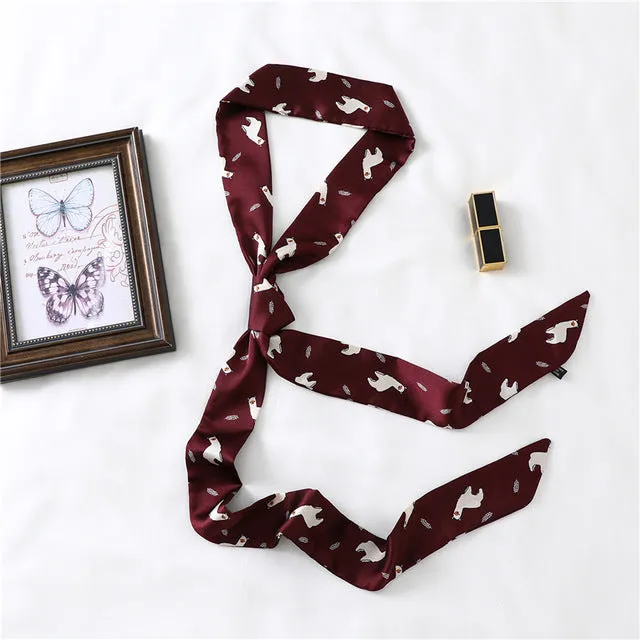 2020 Long Silk Skinny Neck Scarf Print Foulard Hair Scarves Head Band 190*5cm Bag Handle Ribbon Cap Tie Lady Belt