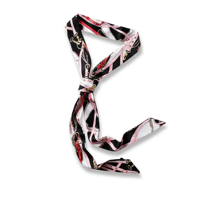 2020 Long Silk Skinny Neck Scarf Print Foulard Hair Scarves Head Band 190*5cm Bag Handle Ribbon Cap Tie Lady Belt