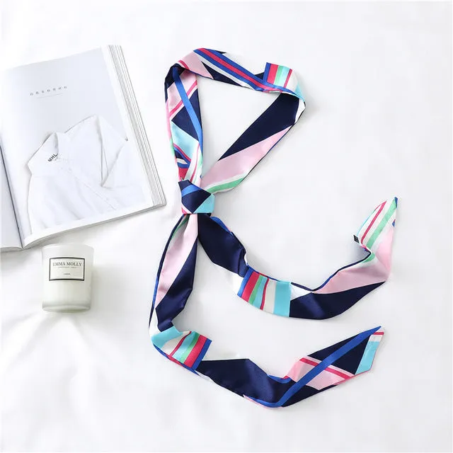 2020 Long Silk Skinny Neck Scarf Print Foulard Hair Scarves Head Band 190*5cm Bag Handle Ribbon Cap Tie Lady Belt