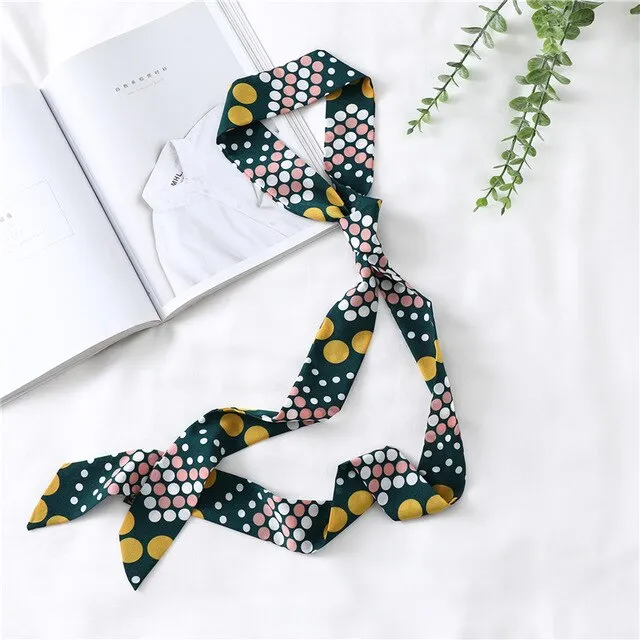 2020 Long Silk Skinny Neck Scarf Print Foulard Hair Scarves Head Band 190*5cm Bag Handle Ribbon Cap Tie Lady Belt