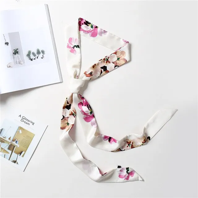 2020 Long Silk Skinny Neck Scarf Print Foulard Hair Scarves Head Band 190*5cm Bag Handle Ribbon Cap Tie Lady Belt