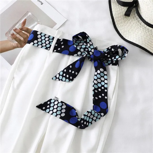 2020 Long Silk Skinny Neck Scarf Print Foulard Hair Scarves Head Band 190*5cm Bag Handle Ribbon Cap Tie Lady Belt