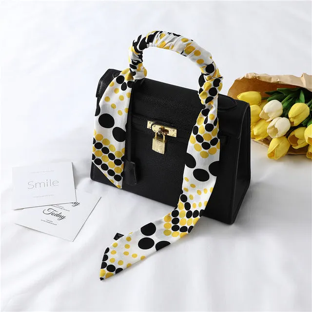 2020 Long Silk Skinny Neck Scarf Print Foulard Hair Scarves Head Band 190*5cm Bag Handle Ribbon Cap Tie Lady Belt