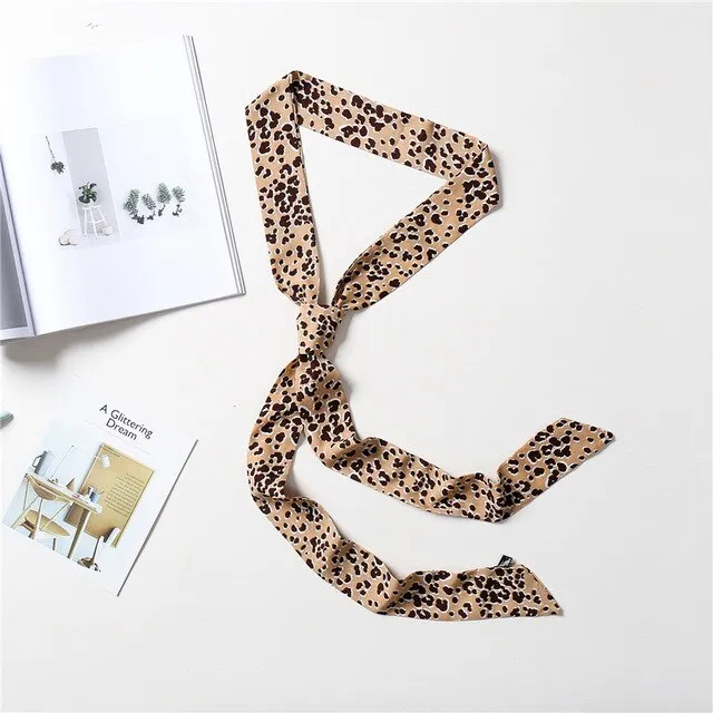 2020 Long Silk Skinny Neck Scarf Print Foulard Hair Scarves Head Band 190*5cm Bag Handle Ribbon Cap Tie Lady Belt