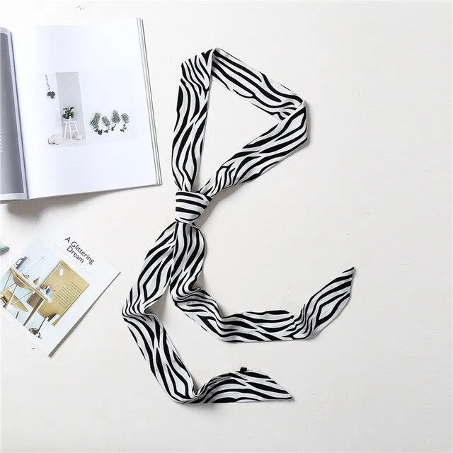 2020 Long Silk Skinny Neck Scarf Print Foulard Hair Scarves Head Band 190*5cm Bag Handle Ribbon Cap Tie Lady Belt