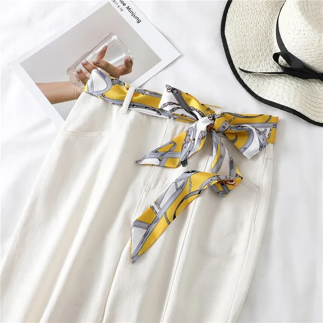 2020 Long Silk Skinny Neck Scarf Print Foulard Hair Scarves Head Band 190*5cm Bag Handle Ribbon Cap Tie Lady Belt