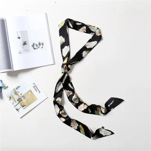 2020 Long Silk Skinny Neck Scarf Print Foulard Hair Scarves Head Band 190*5cm Bag Handle Ribbon Cap Tie Lady Belt