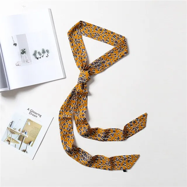 2020 Long Silk Skinny Neck Scarf Print Foulard Hair Scarves Head Band 190*5cm Bag Handle Ribbon Cap Tie Lady Belt