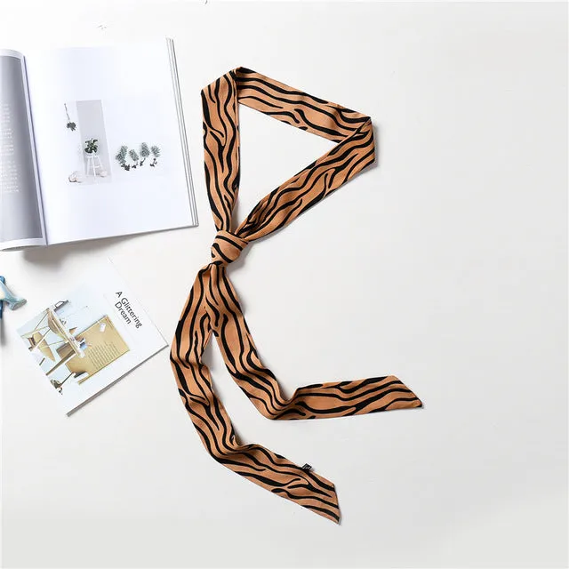 2020 Long Silk Skinny Neck Scarf Print Foulard Hair Scarves Head Band 190*5cm Bag Handle Ribbon Cap Tie Lady Belt