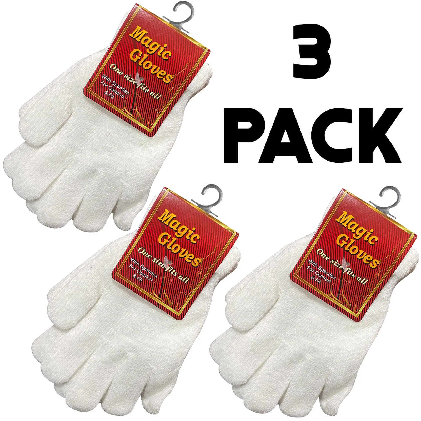3 Pack Unisex Spandex Magic Gloves Pair