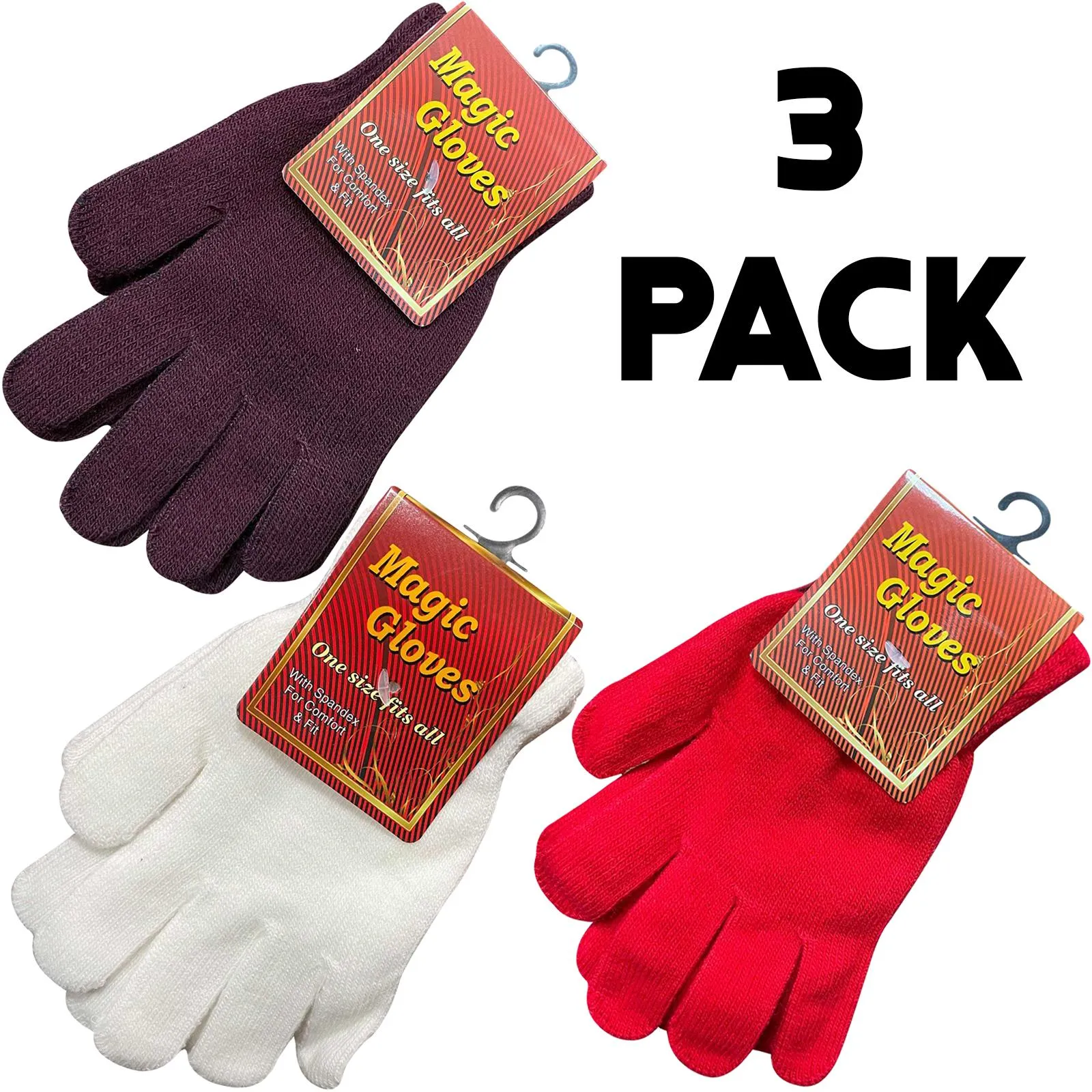 3 Pack Unisex Spandex Magic Gloves Pair