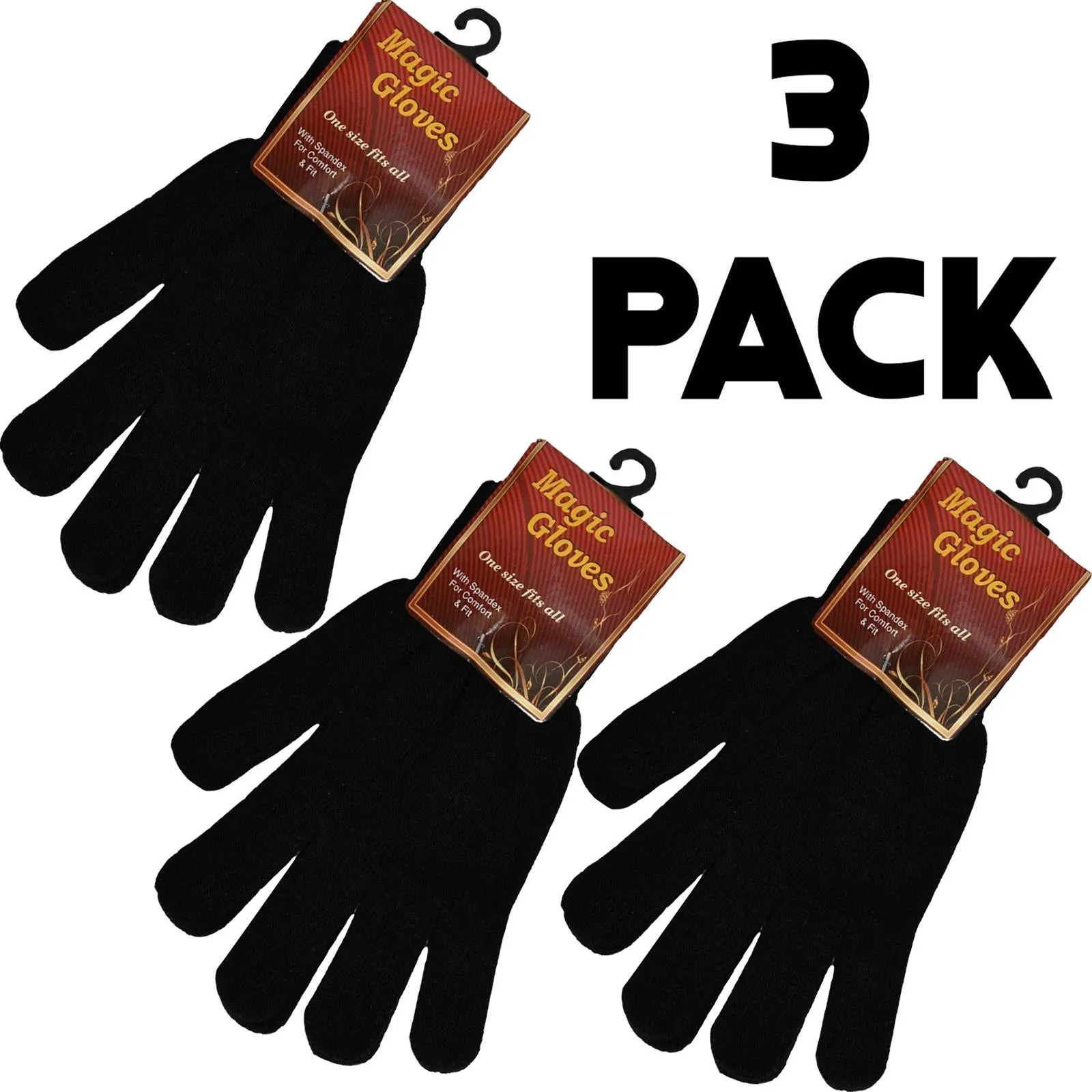 3 Pack Unisex Spandex Magic Gloves Pair