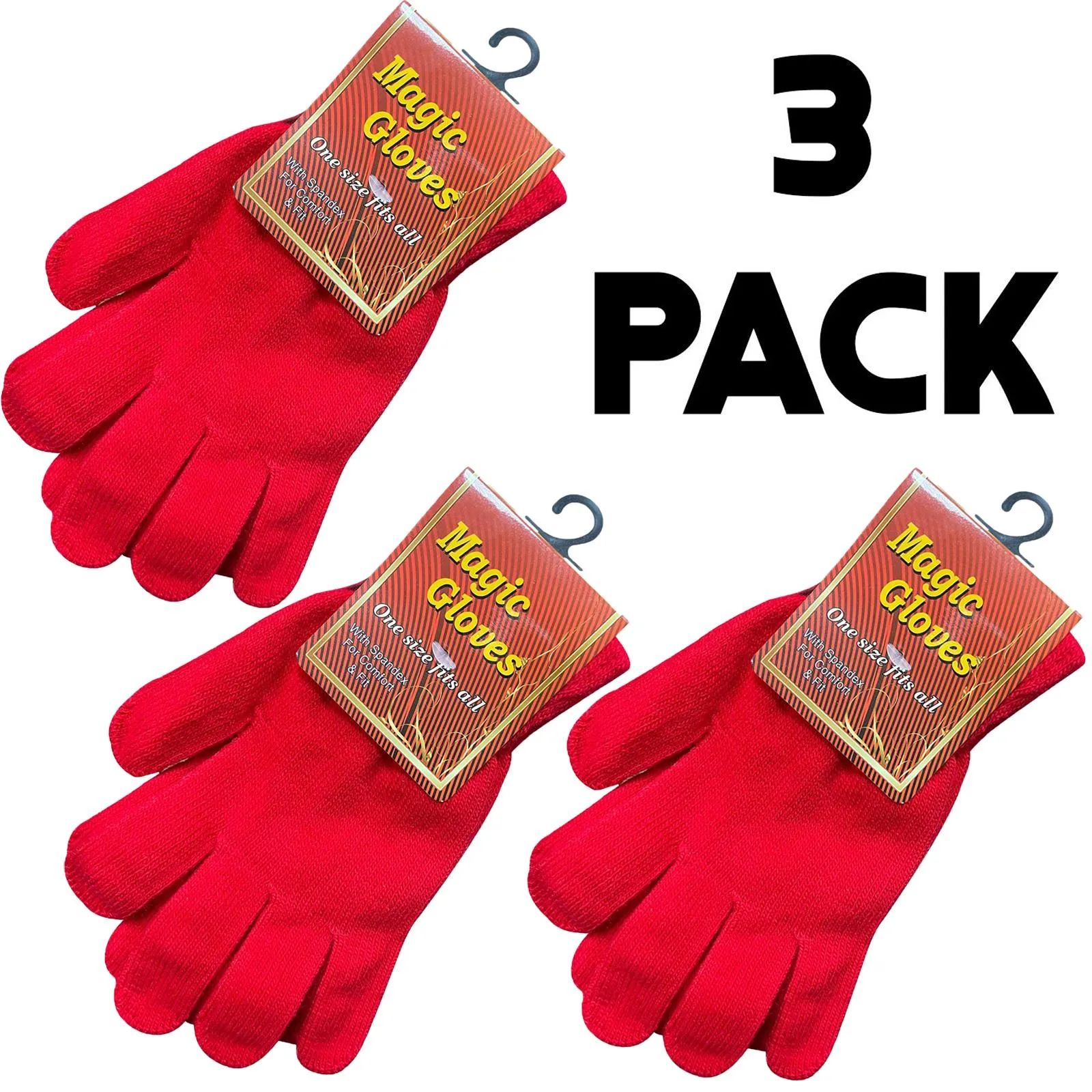 3 Pack Unisex Spandex Magic Gloves Pair