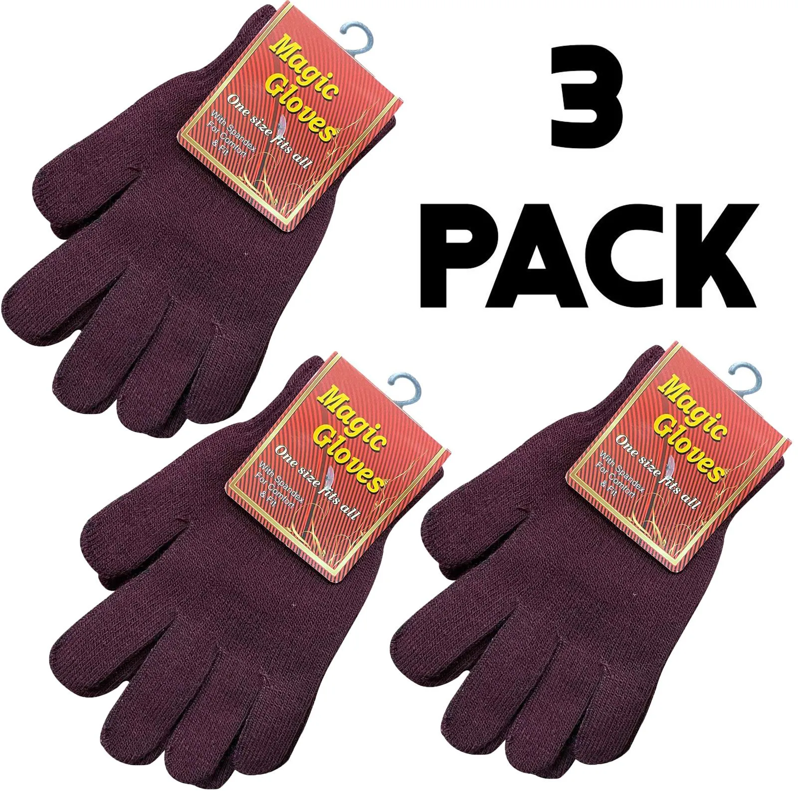3 Pack Unisex Spandex Magic Gloves Pair