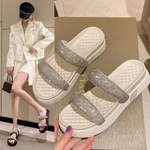 Casual Slippers Platform Rhinestone Slippers