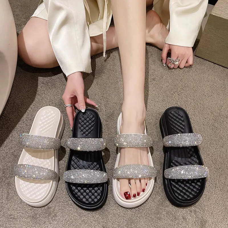 Casual Slippers Platform Rhinestone Slippers
