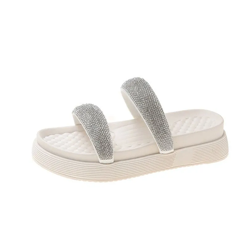 Casual Slippers Platform Rhinestone Slippers