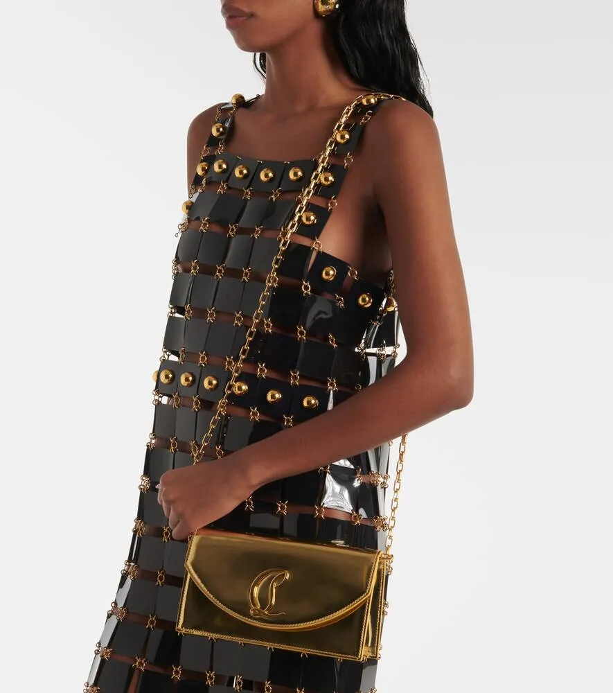 Christian Louboutin Loubi54 mirrored leather clutch