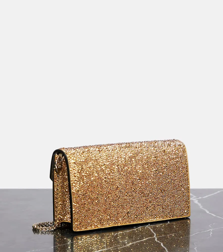 Christian Louboutin Loubi54 Small embellished leather clutch