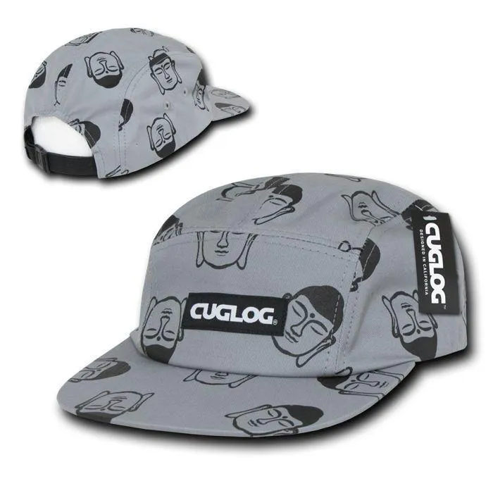 Cuglog Buddha Print 5 Panel Racer Racing Jockey Biker Caps Hats Unisex