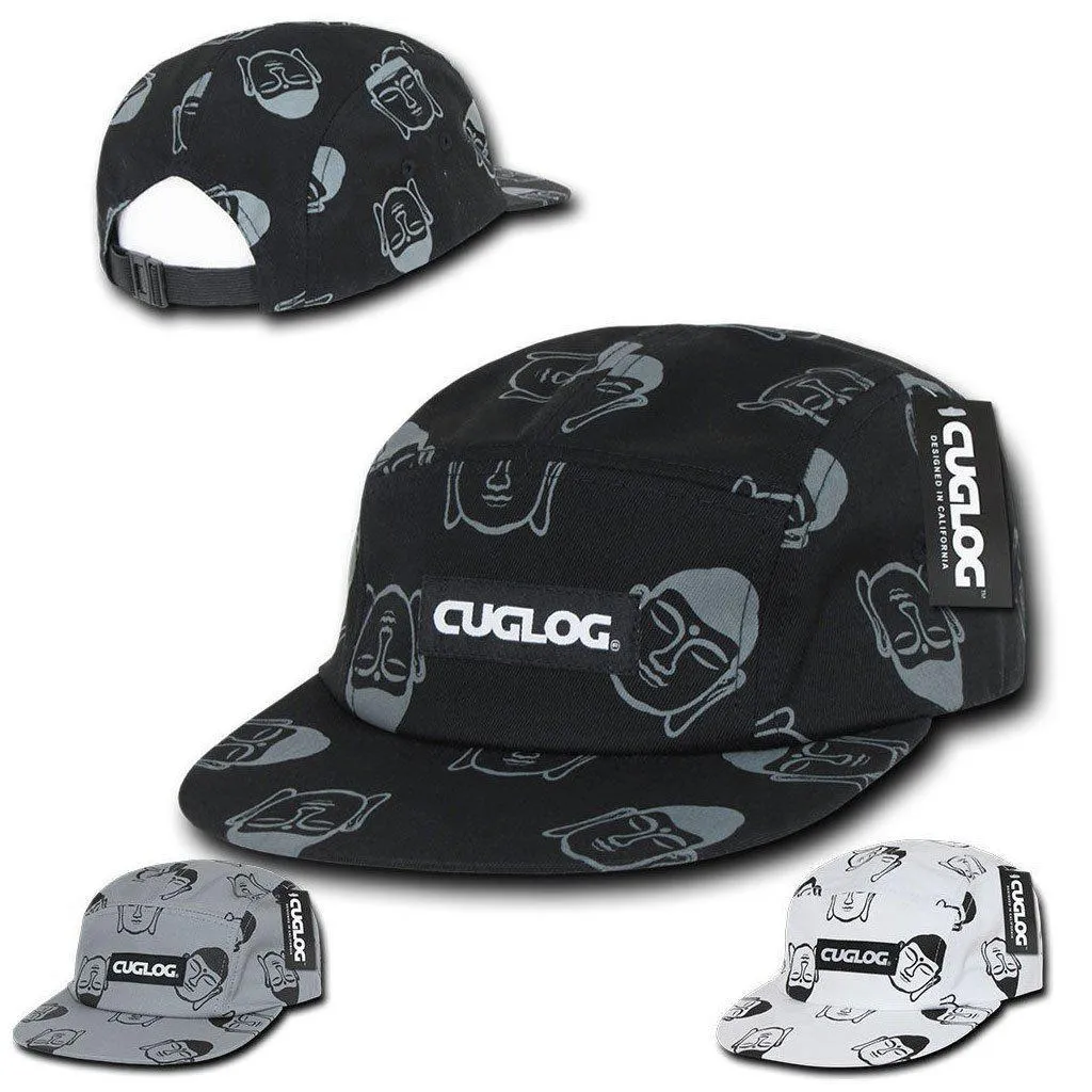 Cuglog Buddha Print 5 Panel Racer Racing Jockey Biker Caps Hats Unisex