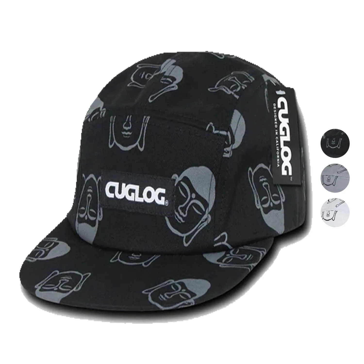 Cuglog Buddha Print 5 Panel Racer Racing Jockey Biker Caps Hats Unisex