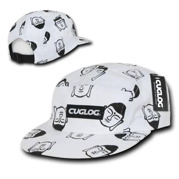 Cuglog Buddha Print 5 Panel Racer Racing Jockey Biker Caps Hats Unisex