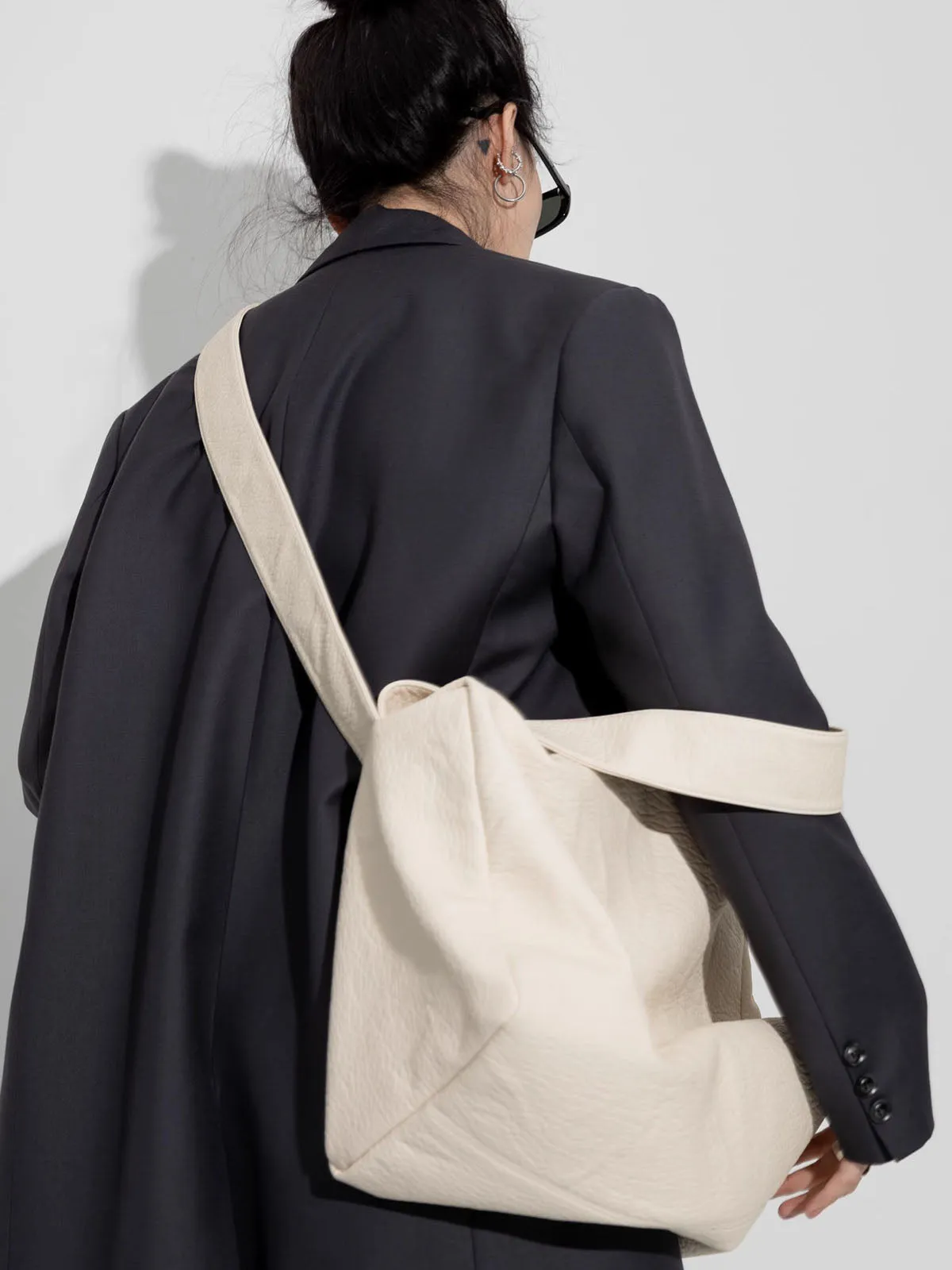 Durable Double Strap Crossbody Bag Large Capacity Soft Leather Shoulder Bag
