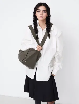 Durable Double Strap Crossbody Bag Large Capacity Soft Leather Shoulder Bag