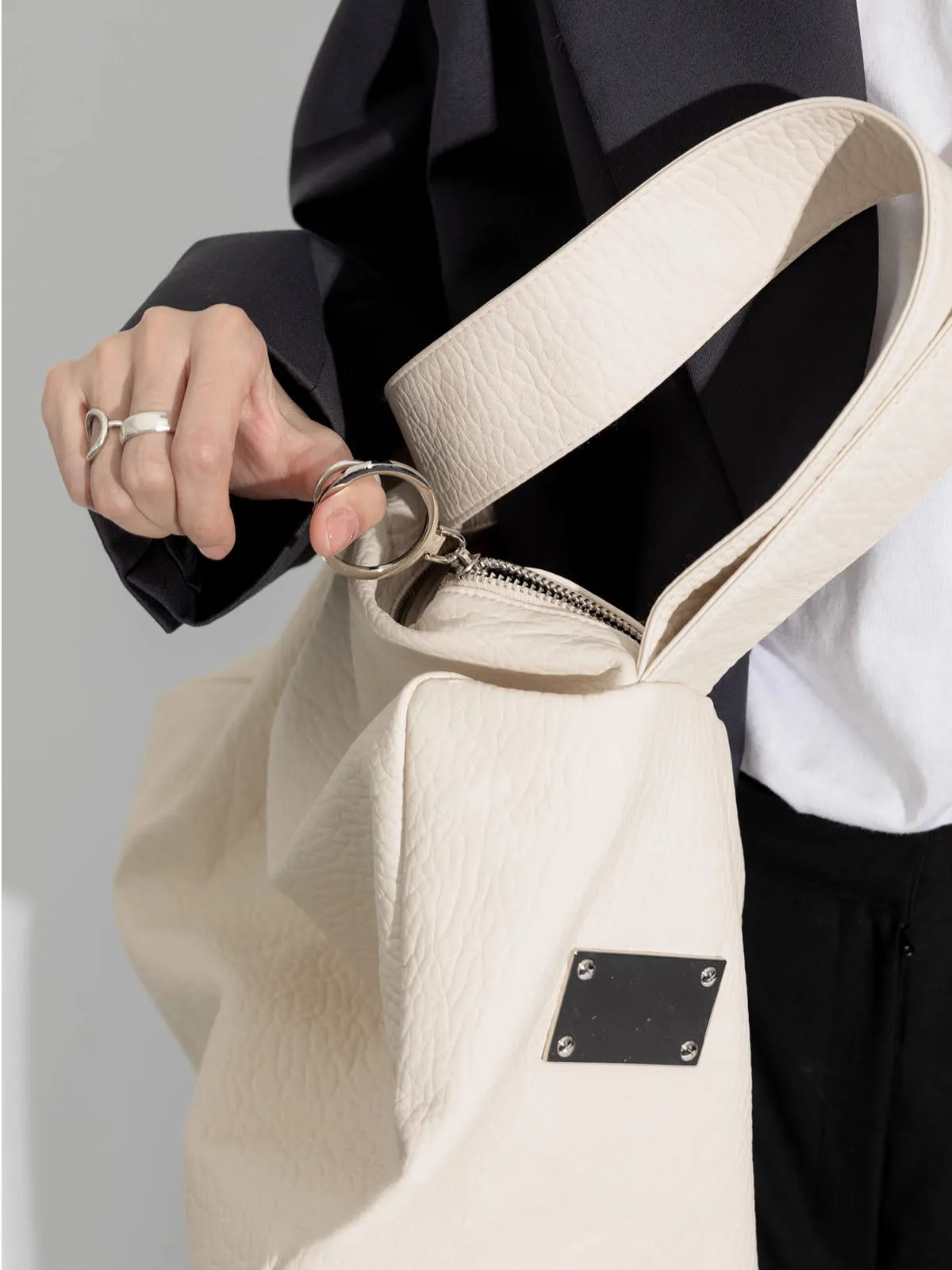 Durable Double Strap Crossbody Bag Large Capacity Soft Leather Shoulder Bag