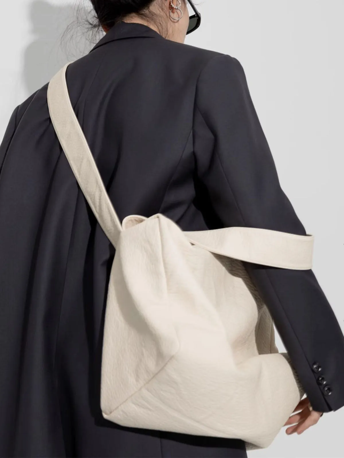 Durable Double Strap Crossbody Bag Large Capacity Soft Leather Shoulder Bag