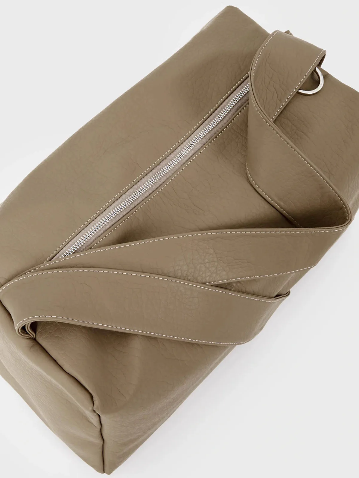 Durable Double Strap Crossbody Bag Large Capacity Soft Leather Shoulder Bag