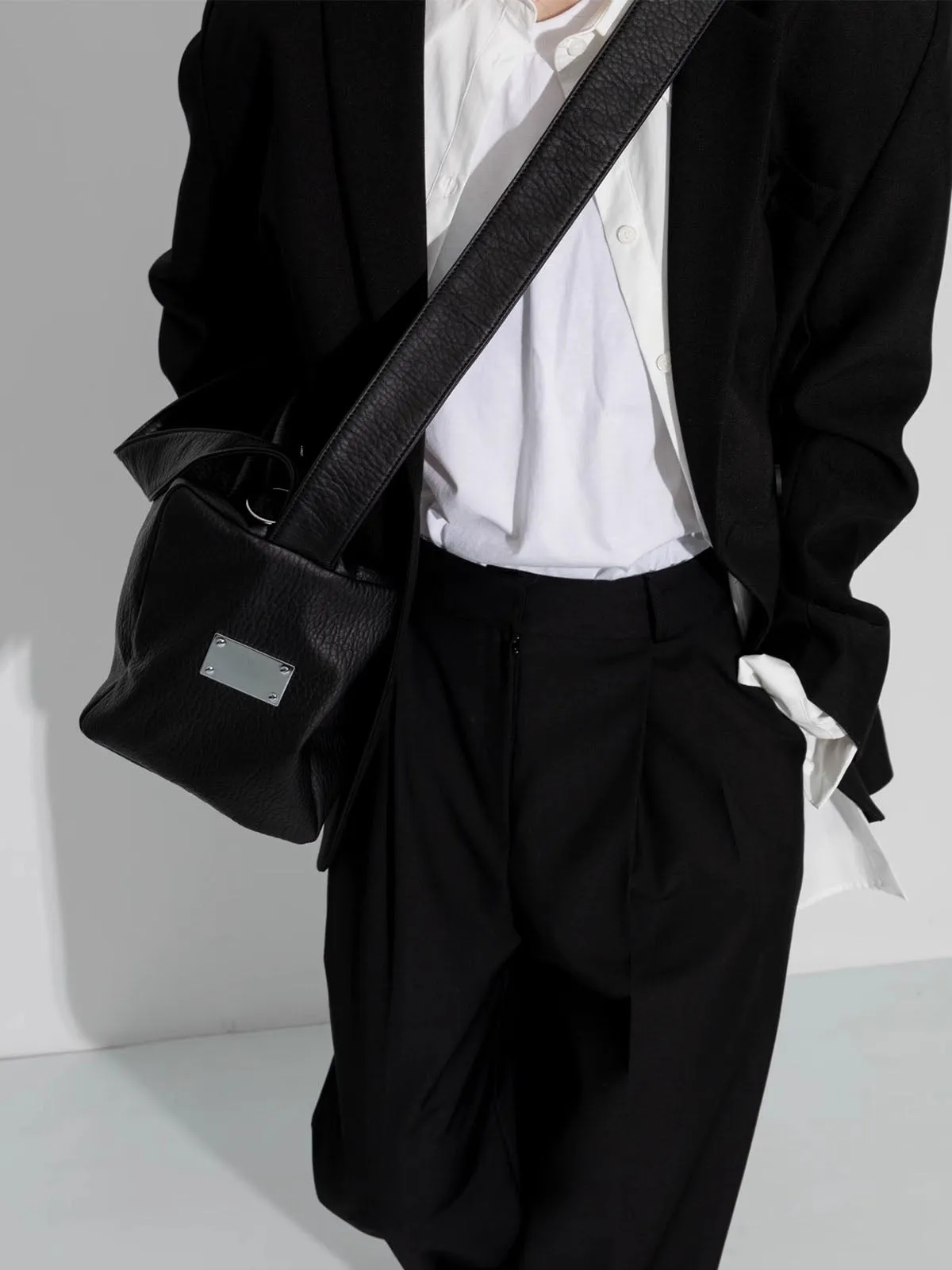Durable Double Strap Crossbody Bag Large Capacity Soft Leather Shoulder Bag