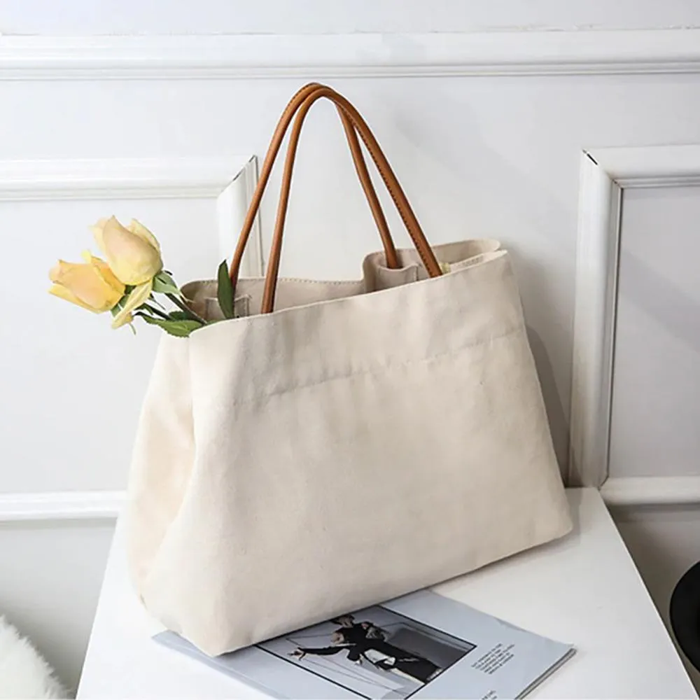 Large Capacity Soft Plain Canvas Tote Bag