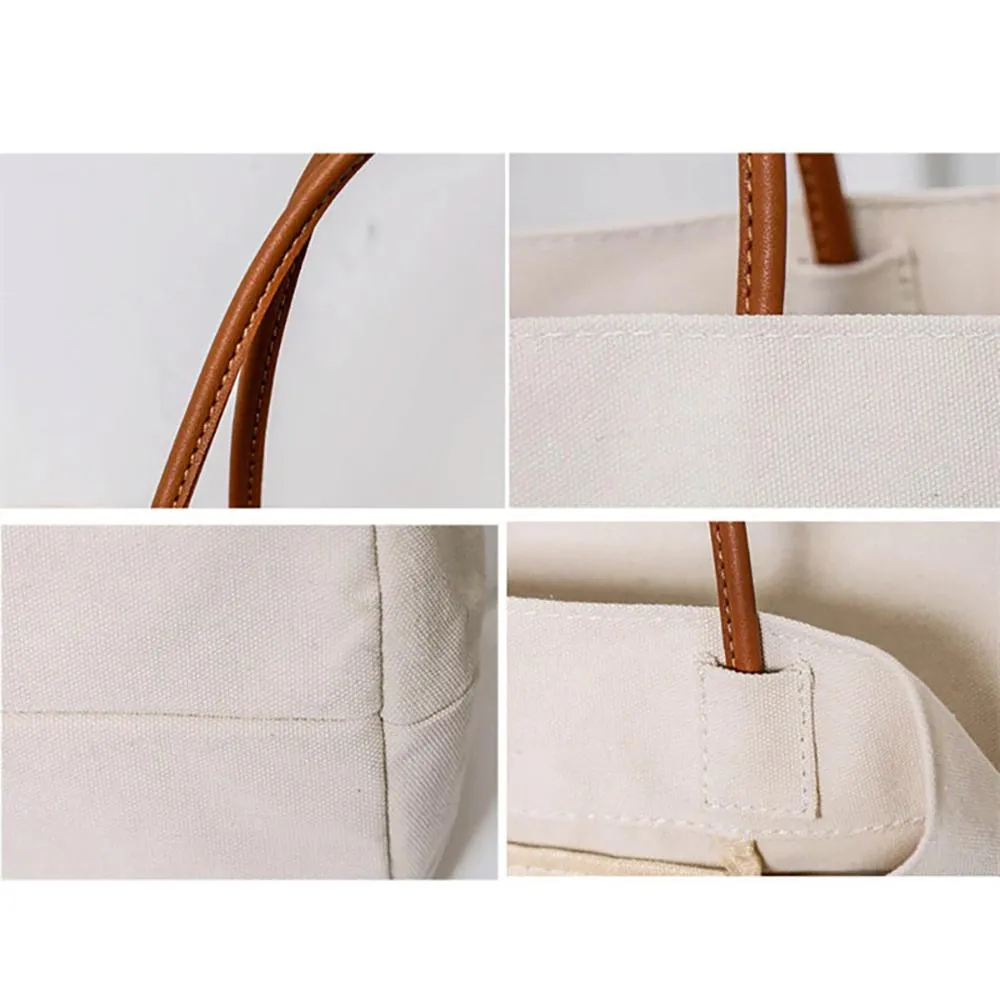 Large Capacity Soft Plain Canvas Tote Bag