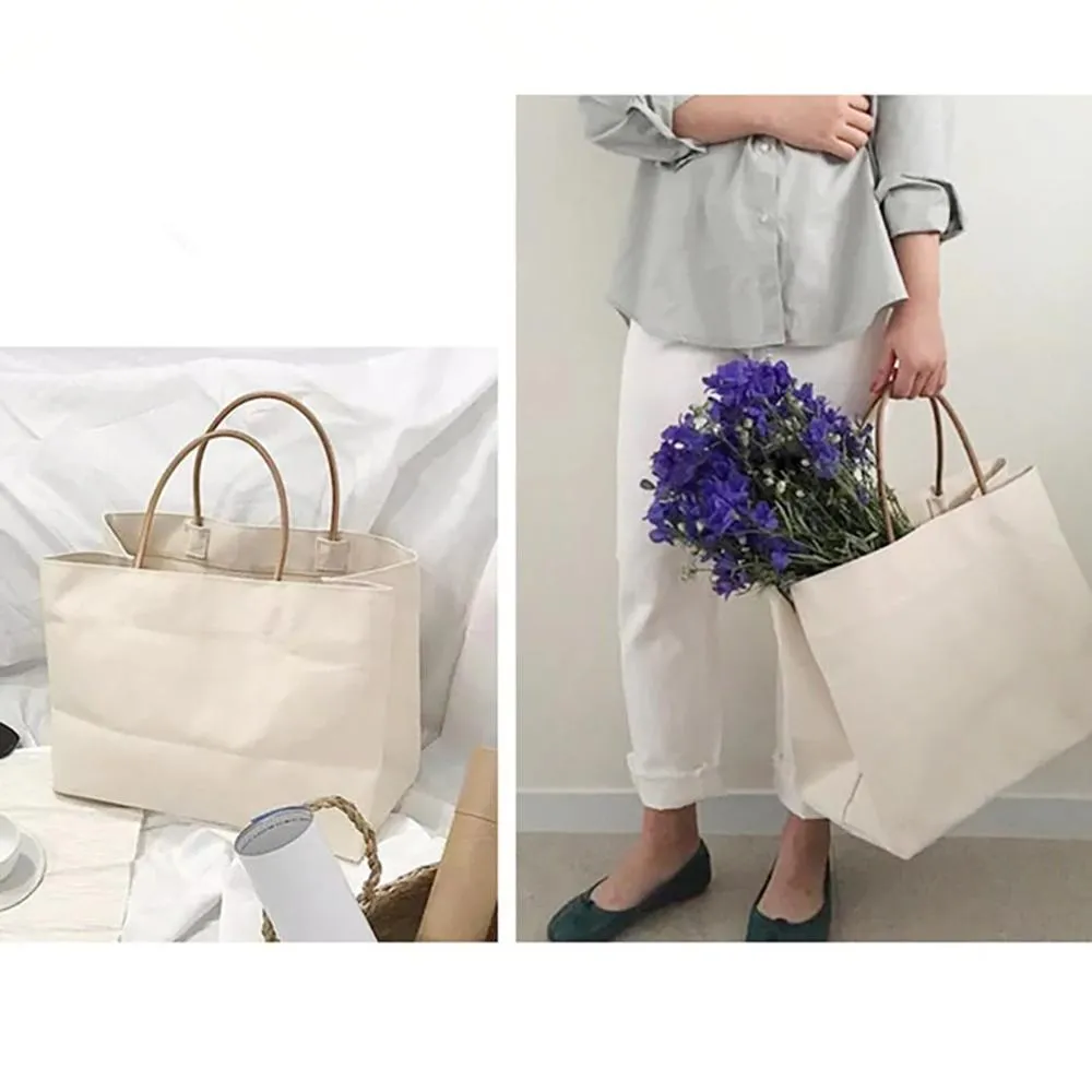 Large Capacity Soft Plain Canvas Tote Bag