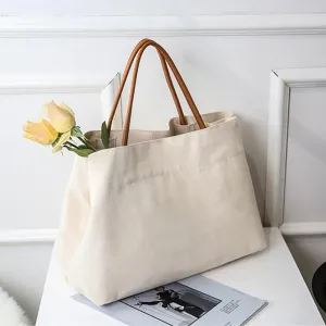Large Capacity Soft Plain Canvas Tote Bag