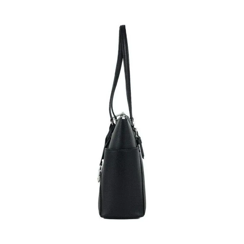 Michael Kors Charlotte Black PVC Leather Large Top Zip Tote Handbag Bag Purse