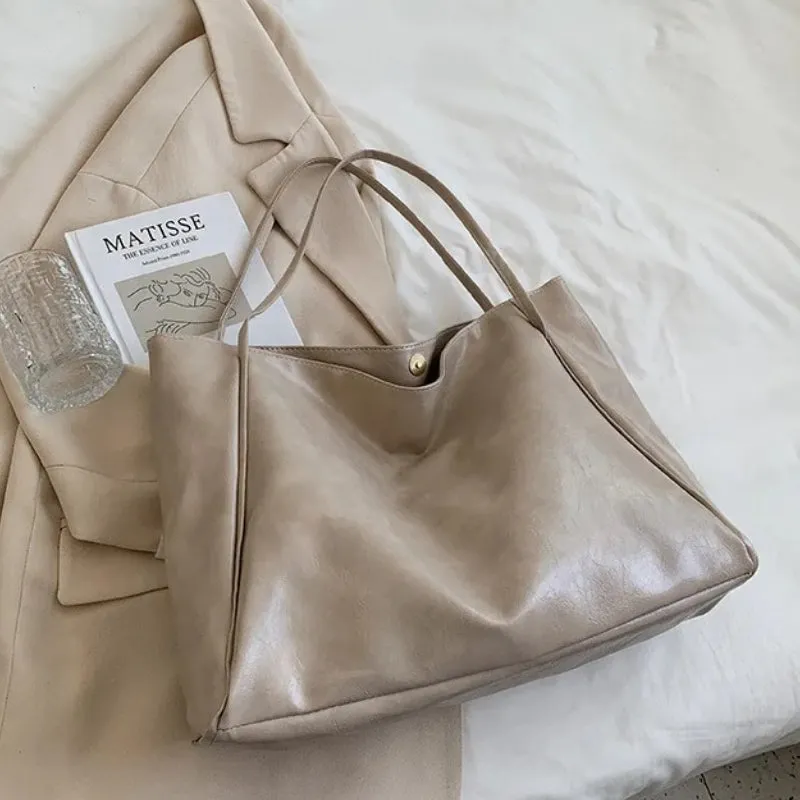 Portable Minimalist Women's Large-Capacity Shoulder Tote Bag