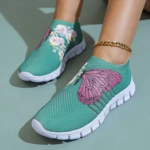sealbeer - Cyan Casual Patchwork Printing Round Comfortable Shoes