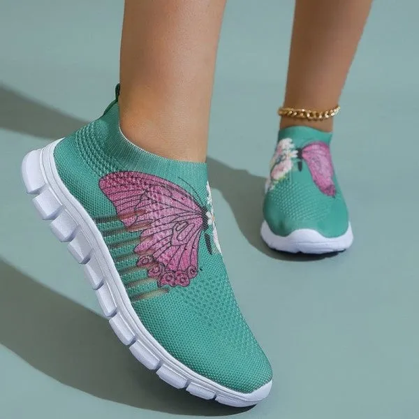 sealbeer - Cyan Casual Patchwork Printing Round Comfortable Shoes