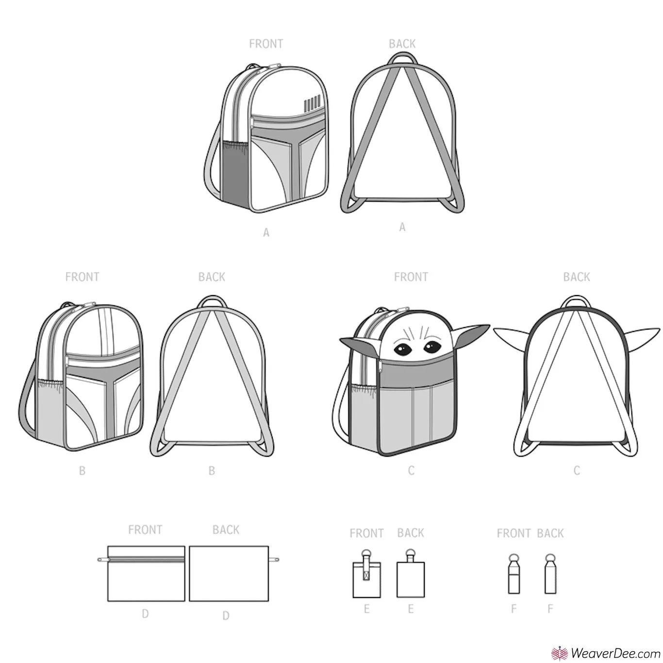 Simplicity Pattern S9619 Disney Star Wars Backpacks & Accessories